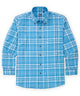 Westport No-Tuck Long Sleeve Button-Down Collar Stretch Performance Plaid Sport Shirt - Ice Blue