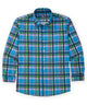 Multi plaid long-sleeve button-down shirt with front buttons