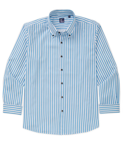 Westport No-Tuck Long Sleeve Button-Down Collar Stretch Performance Stripe Sport Shirt, Men's Big & Tall