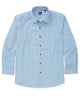 Light blue and white striped long sleeve button-down collar dress shirt