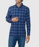 Westport No-Tuck Long Sleeve Button-Down Collar Stretch Performance Plaid Sport Shirt - Navy