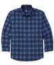 Westport No-Tuck Long Sleeve Button-Down Collar Stretch Performance Plaid Sport Shirt - Navy