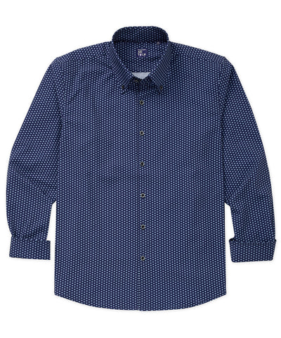 Westport No-Tuck Long Sleeve Button-Down Collar Stretch Performance Print Sport Shirt, Men's Big & Tall