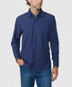 Westport No-Tuck Long Sleeve Button-Under Spread Collar Stretch Performance Medallion Print Sport Shirt - Navy