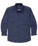 Navy patterned performance sport shirt with spread collar, long sleeves, button-front placket - Navy/White