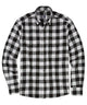 Men's black-and-white buffalo plaid long-sleeve button-front sport shirt with buttoned collar - Black/White