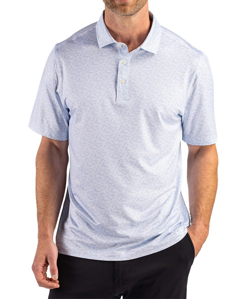 Cutter & Buck Short Sleeve Pike Recycled Fern Print Polo, Men's Big & Tall