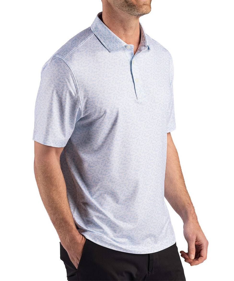 Cutter & Buck Short Sleeve Pike Recycled Fern Print Polo, Men's Big & Tall