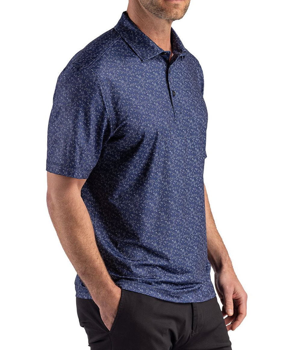 Cutter & Buck Short Sleeve Pike Recycled Fern Print Polo, Men's Big & Tall