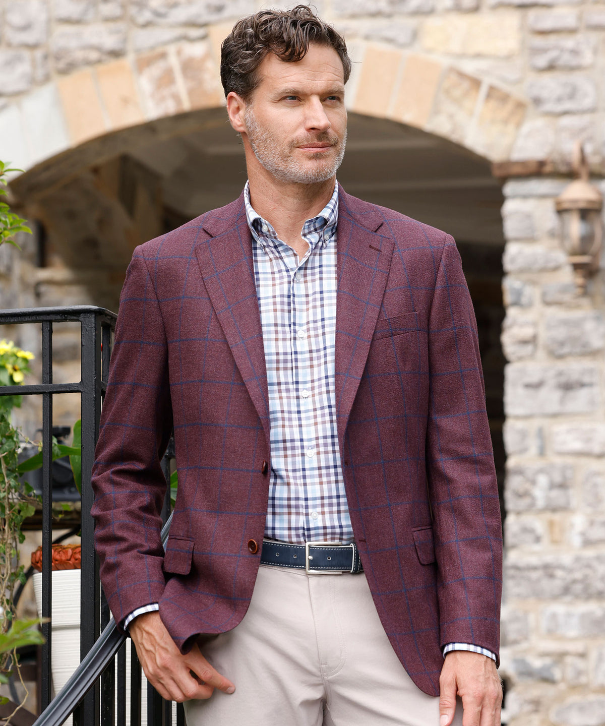 Westport Black Two Button Windowpane Sport Coat, Men's Big & Tall