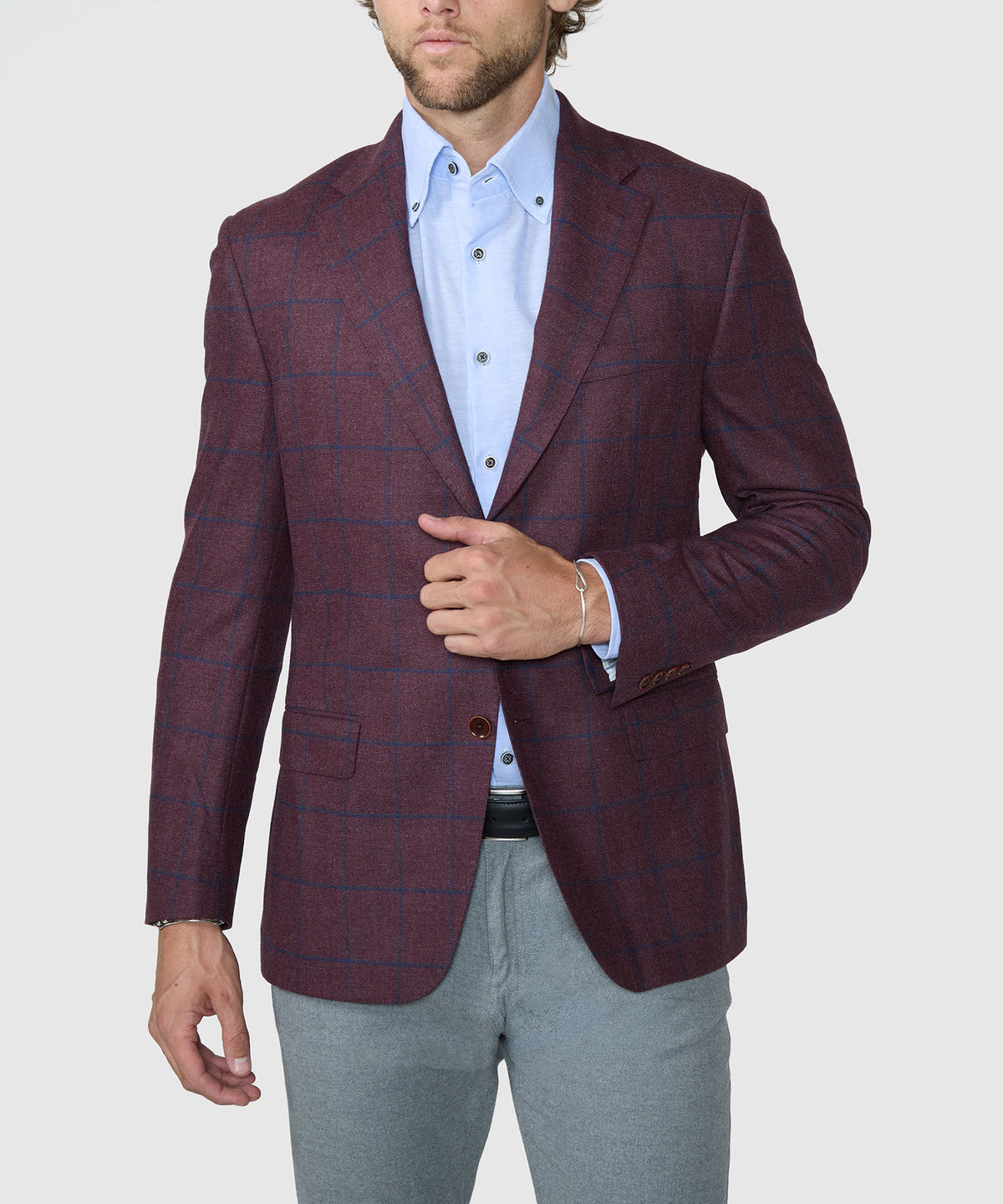Westport Black Two Button Windowpane Sport Coat, Men's Big & Tall
