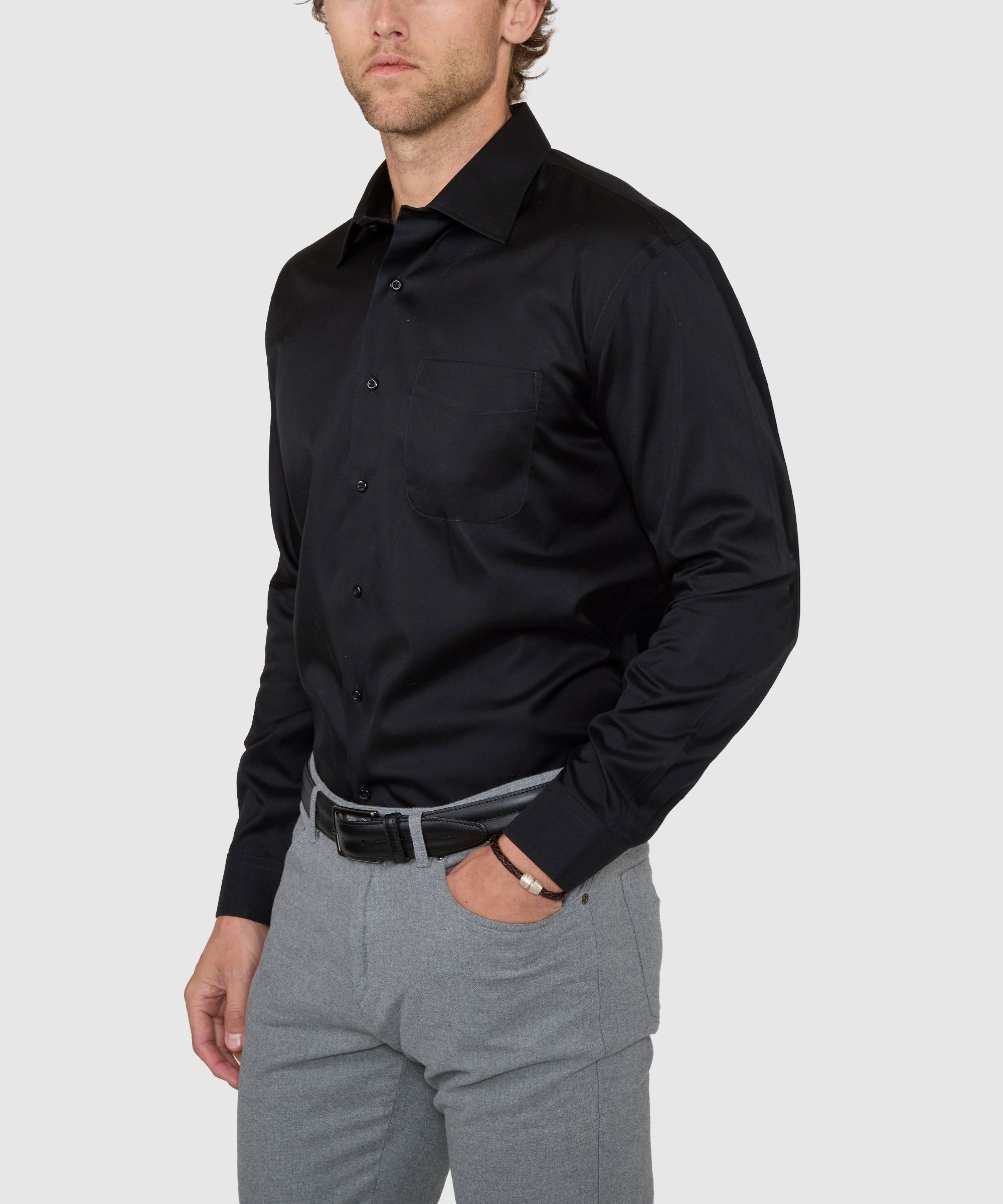 spread collar dress shirt Quattro Flex with Semi-Spread White 3XL / White Its bold Traveler Collection Traditional Fit Spread