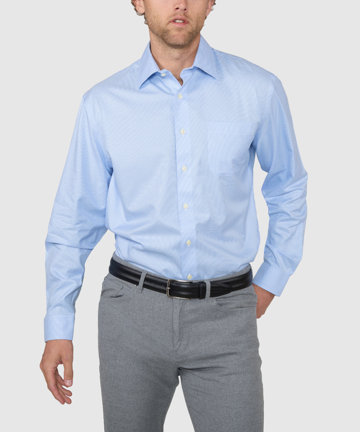 Wilkes & Riley Long Sleeve Houndstooth Twill Shirt, Men's Big & Tall