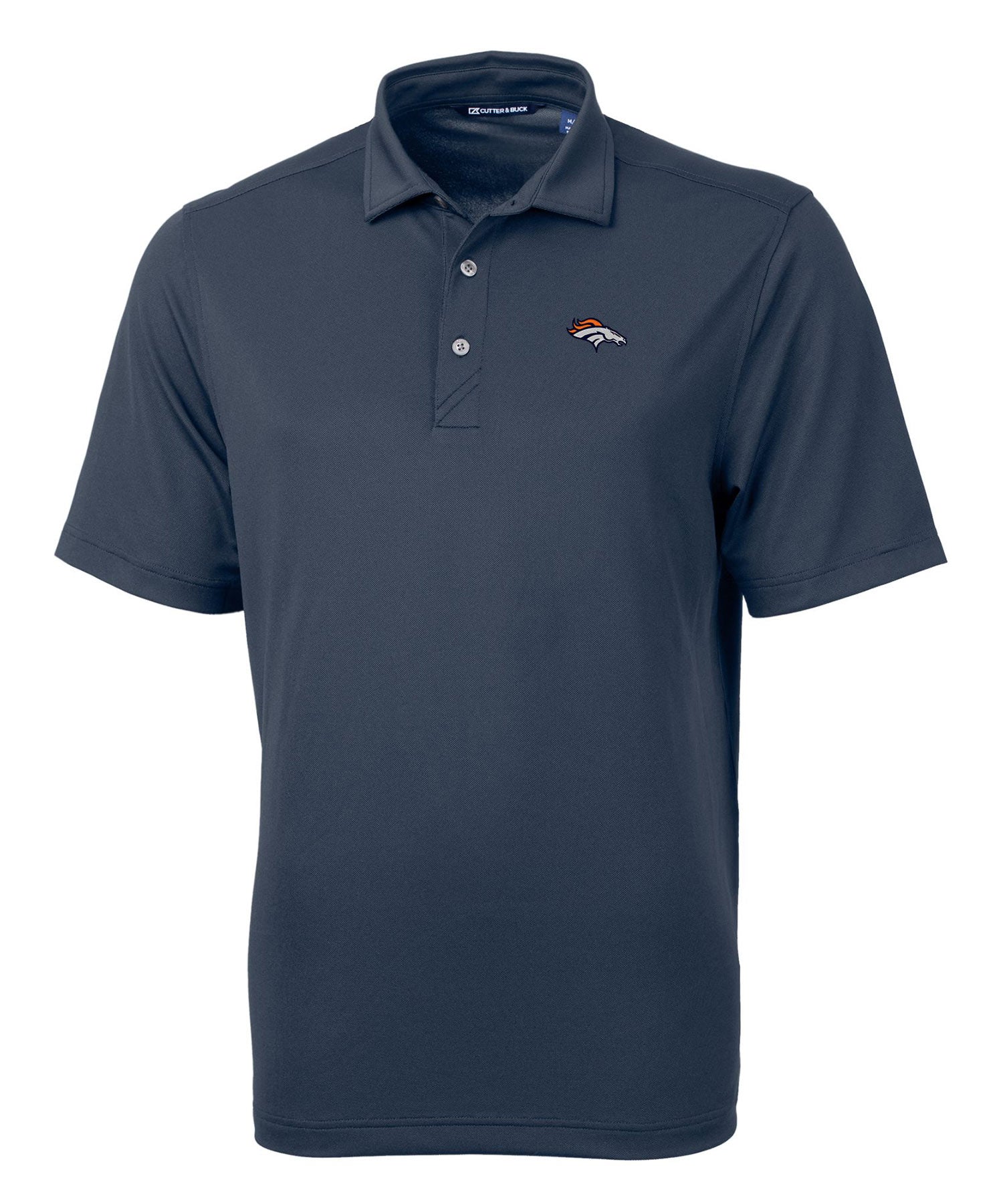 broncos dress shirt Cutter & Buck Denver Broncos Skyline Recycled Pinstripe Mens Long Sleeve Button Down Dress Shirt in Elemental Grey/White