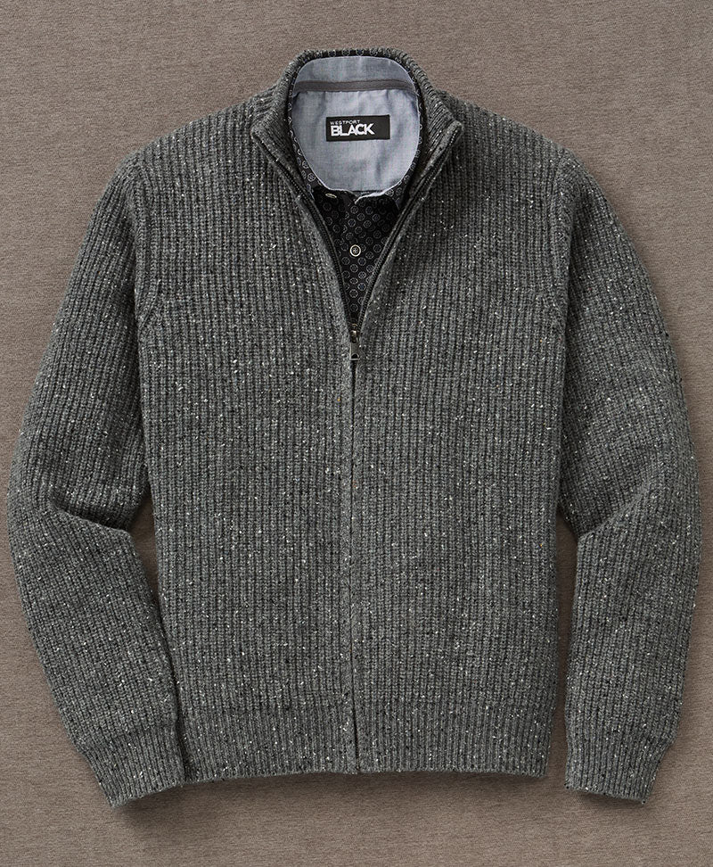 Westport Black Long Sleeve Wharf Full Zip Cardigan
