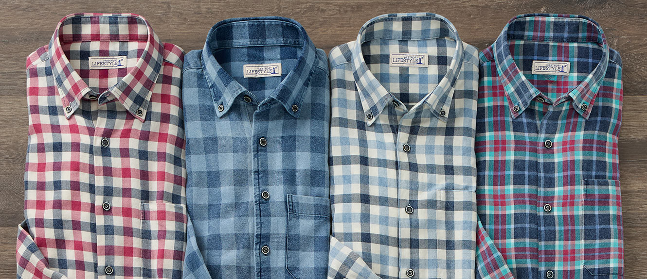 Westport Lifestyle Long Sleeve Button Down Collar Plaid Sport Shirts