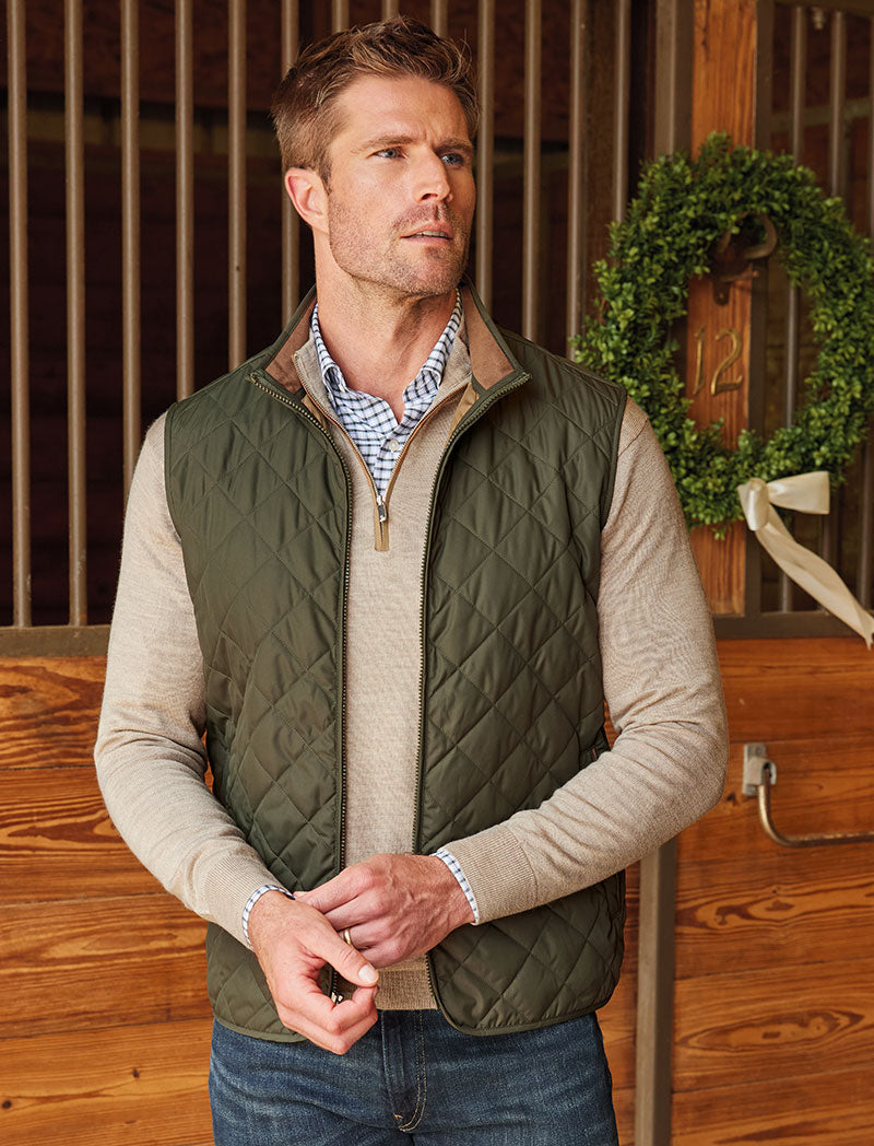 Male model wearing Peter Millar Essex Vest