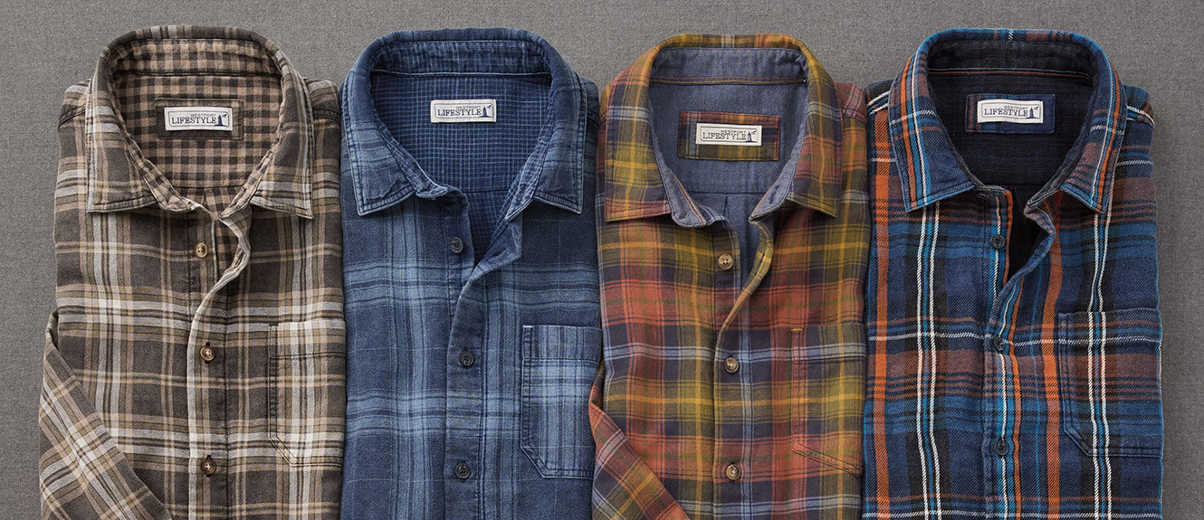 Westport Lifestyle Indigo Washed Plaid Sport Shirts