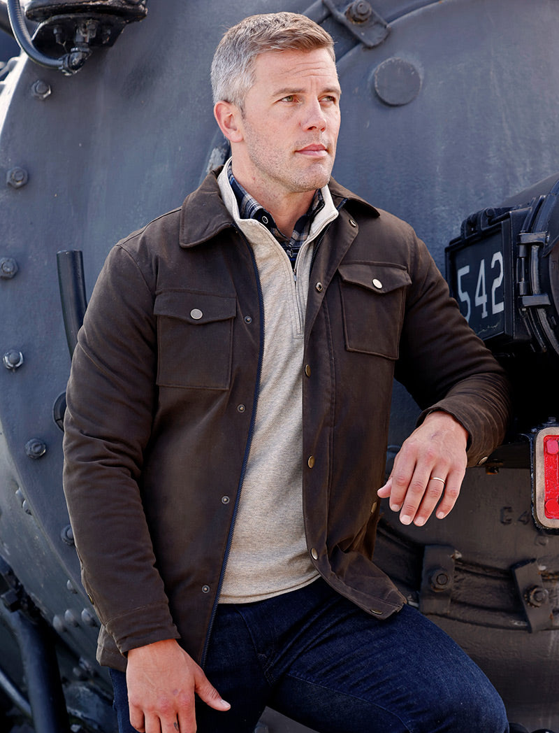 Male model wearing Westport Lifestyle Rambler Waxed Cotton Jacket, Men's Big & Tall