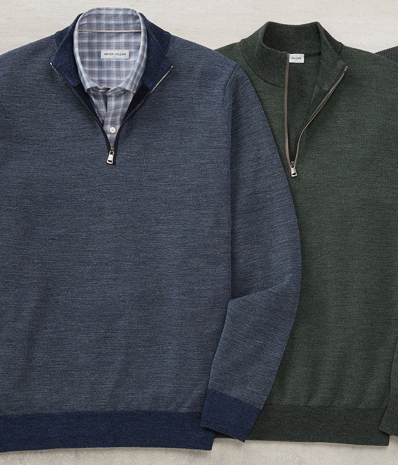 Peter Millar Blair Birdseye Quarter-Zip Pullover