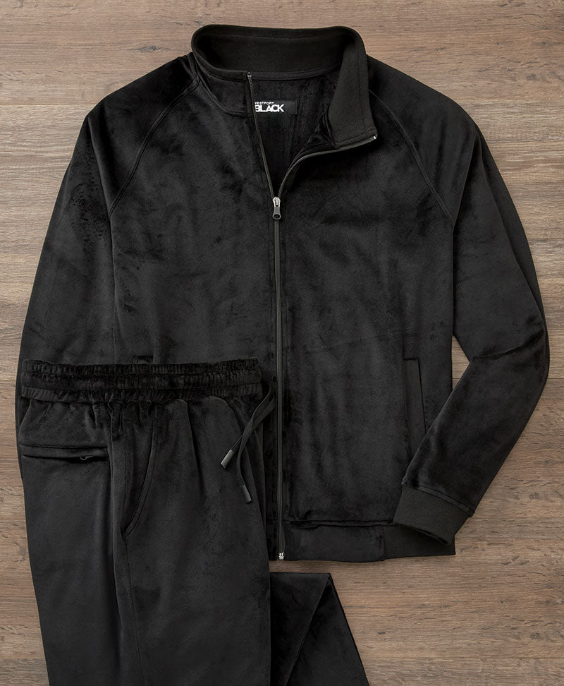 Westport Black Velour Track Jacket and Pant