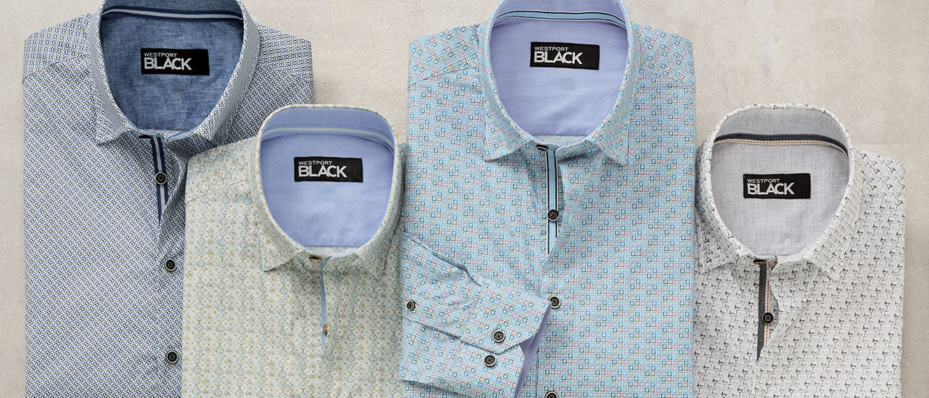 Westport Black Long Sleeve Print Sport Shirts