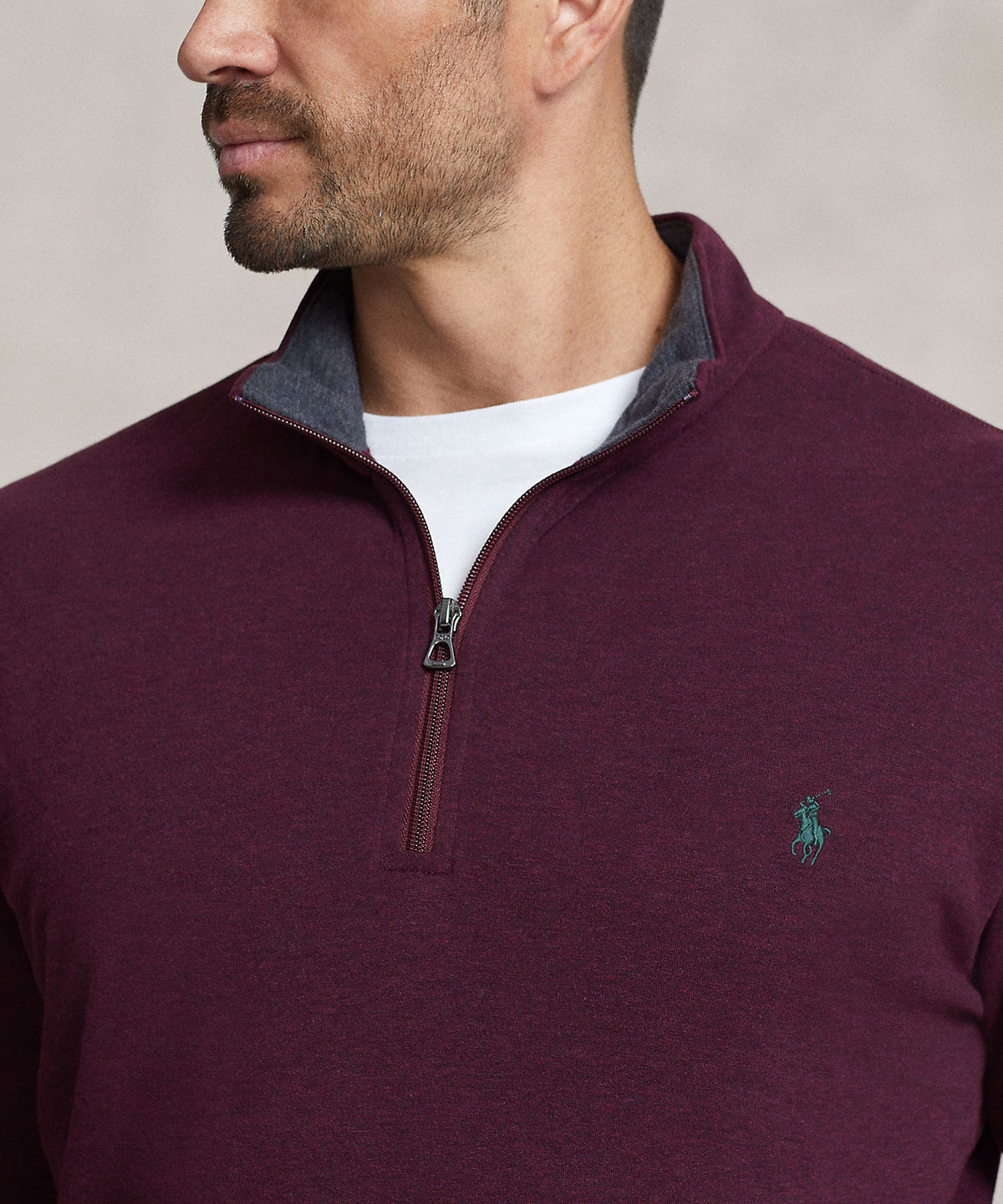 Pullover con mezza zip in jersey Polo Ralph Lauren Lux, Men's Big & Tall