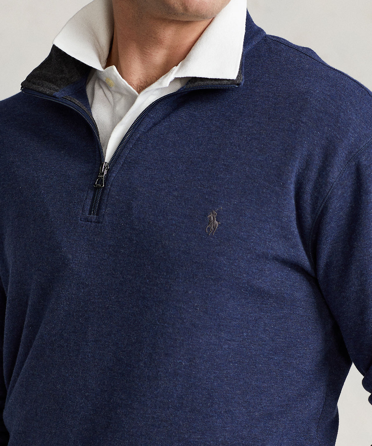 Pullover con mezza zip in jersey Polo Ralph Lauren Lux, Men's Big & Tall