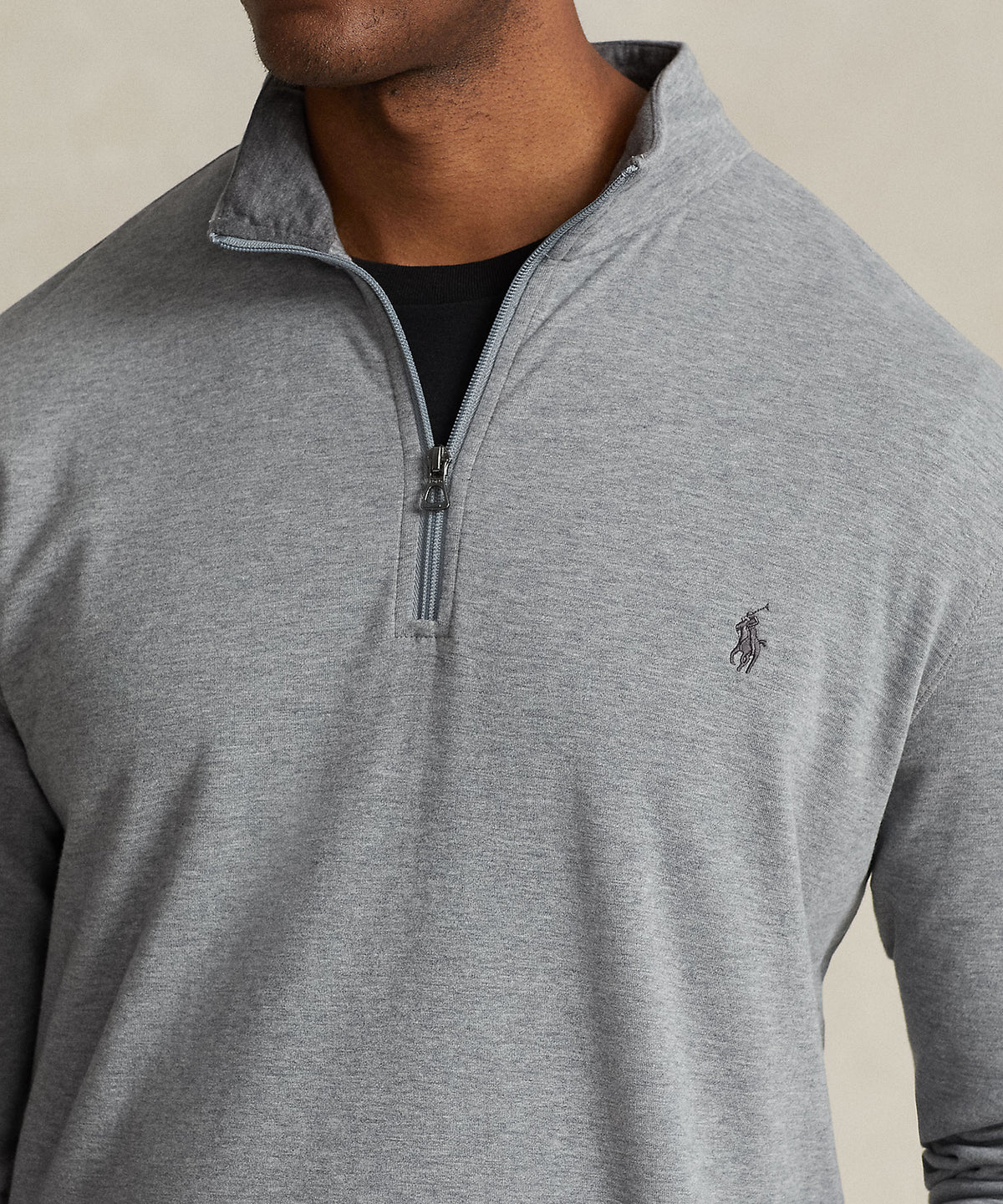 Pullover con mezza zip in jersey Polo Ralph Lauren Lux, Men's Big & Tall