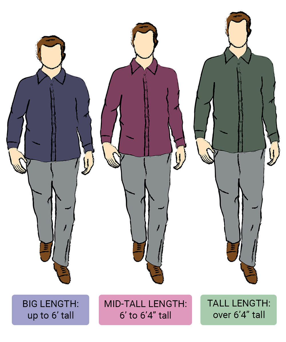 Westport No-Tuck Chemise à manches longues et col italien boutonné sous la chemise, Men's Big & Tall
