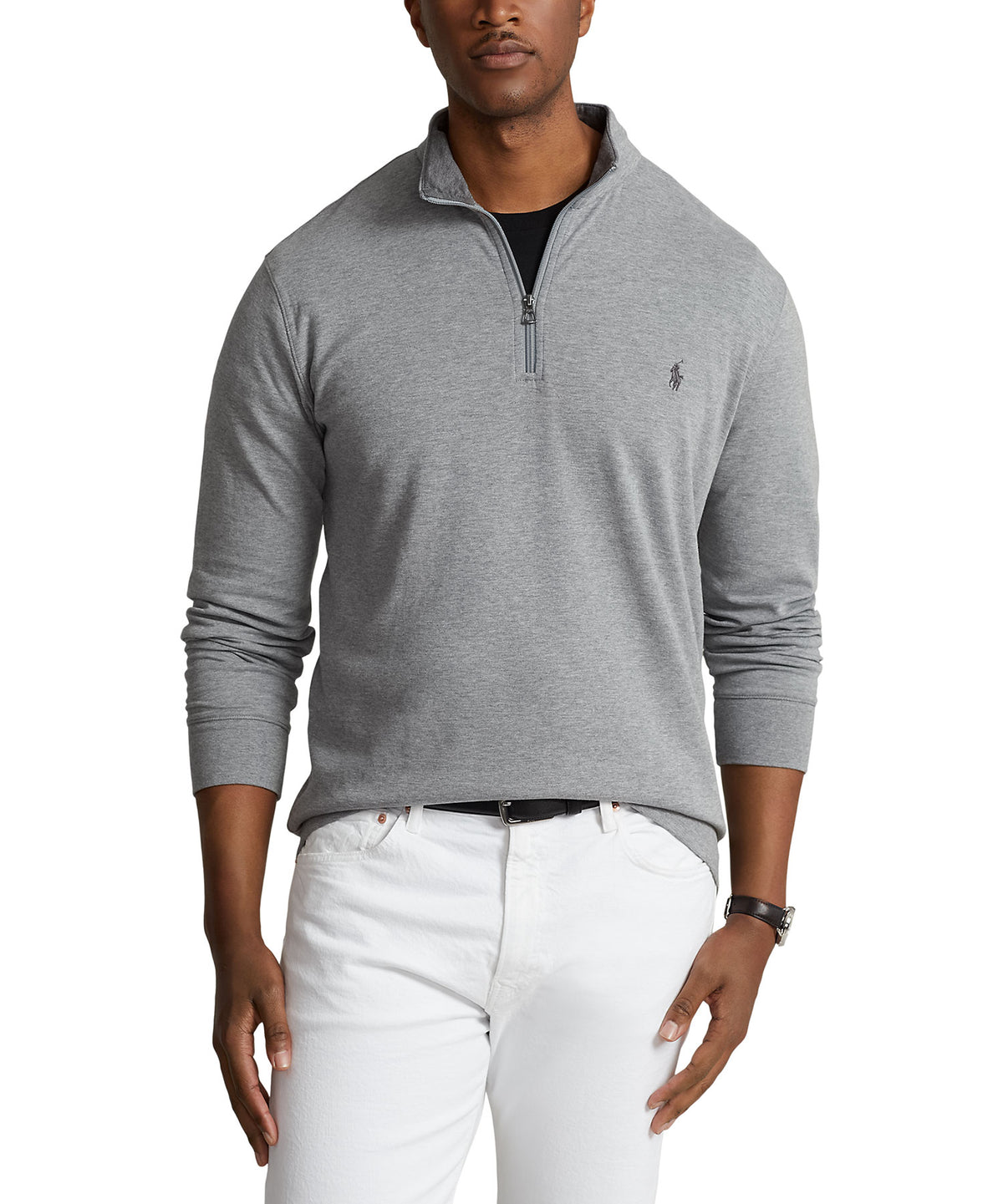 Pullover con mezza zip in jersey Polo Ralph Lauren Lux, Men's Big & Tall