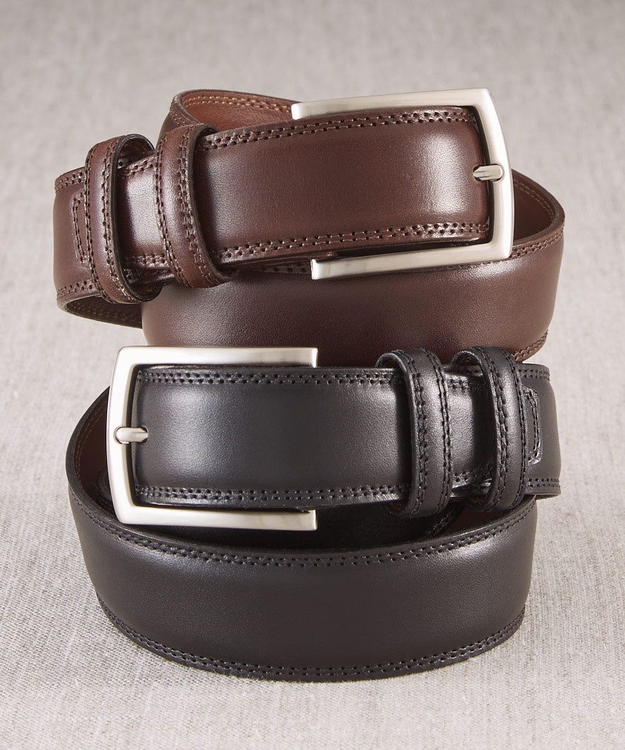 italian leather dress belt Torino Italian Burnished Kipskin Belt- Brown