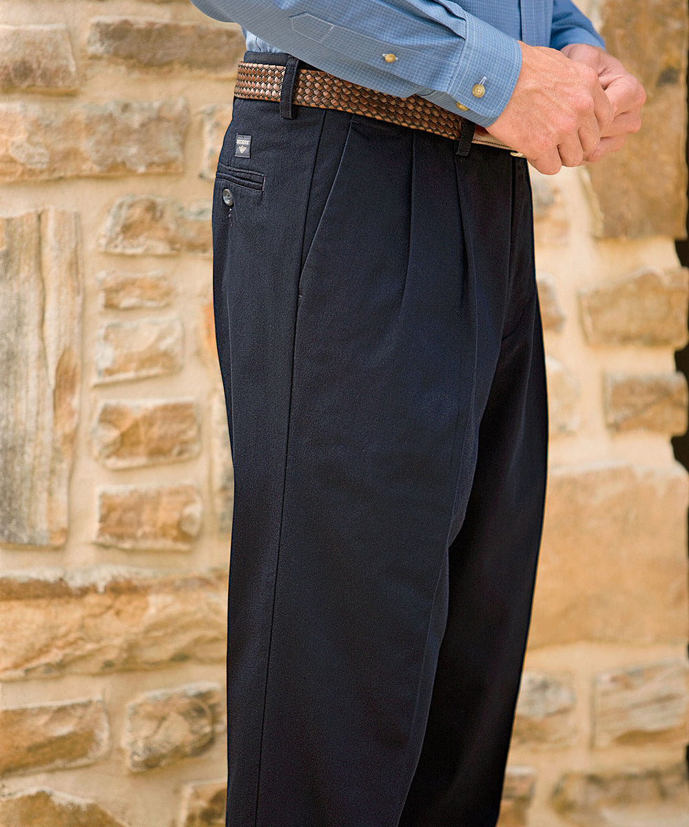 Westport 1989 Men's Big & Tall Pleated Wrinkle-Free Twill Pants with  Stretch Waistband