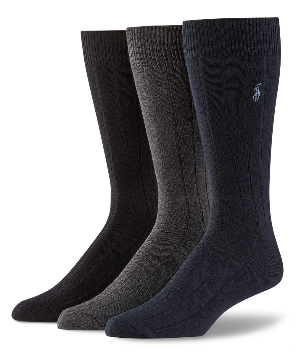 Polo Ralph Lauren Solid Dark Assorted Cotton-Blend Socks (3-Pack)