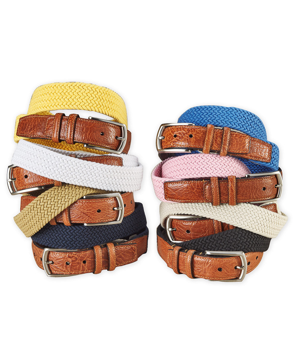 Italian Woven Cotton Elastic Belt, Men's Big & Tall