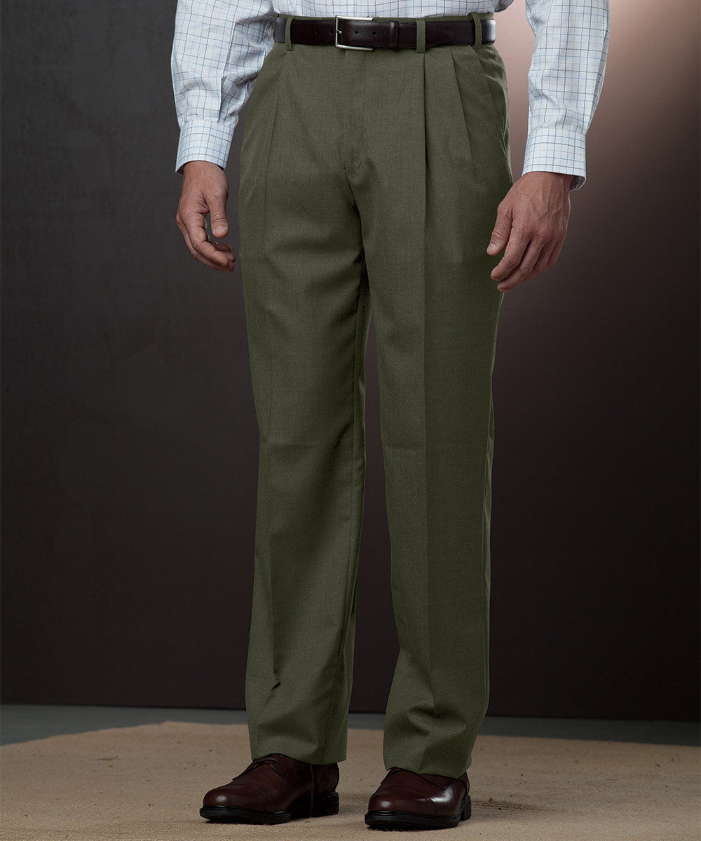 Men's Big & Tall Westport 1989 Pleated Satin Twill Pants Olive / 60" / REG Men's Big & Tall Westport 1989 Pleated Satin Twill Pants Olive / 60" / REG