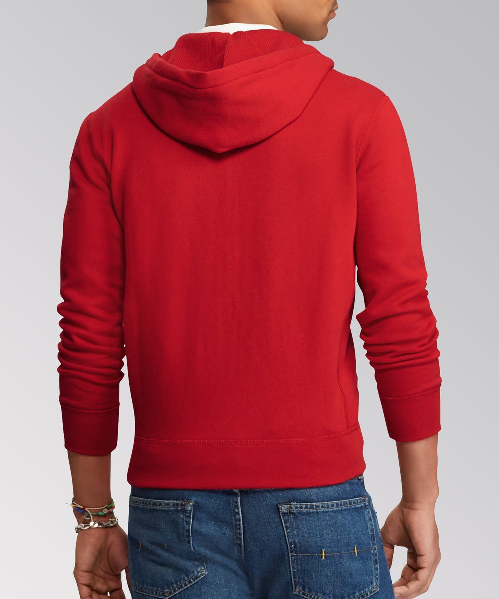 Polo Ralph Lauren Mens Full Zip Hoodie Red Long Sleeve Hooded Sweatshirt  $125