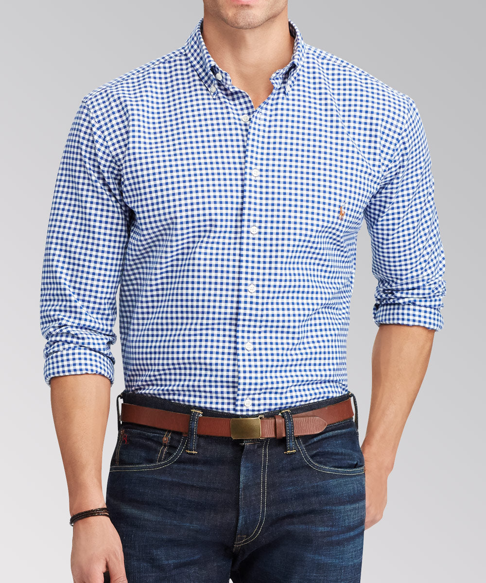 Polo Ralph Lauren Men's Big and Tall Long-Sleeve Solid Oxford Shirt - Aegean Blue 5XB Polo Ralph Lauren Men's Big and Tall Long-Sleeve Solid Oxford Shirt - Aegean Blue 5XB