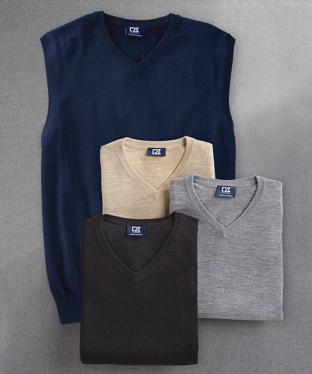 Cutter & Buck Merino Wool-Blend V-Neck Sweater Vest, Men's Big & Tall
