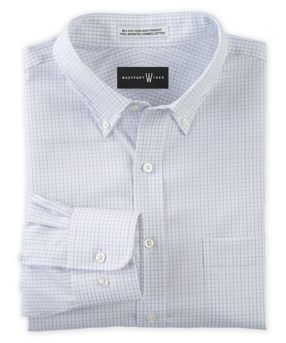 Men's Big & Tall Westport 1989 Micro Tattersall Non-Iron Dress Shirt Blue/Lavender / 20" / 38/39 T Men's Big & Tall Westport 1989 Micro Tattersall Non-Iron Dress Shirt Blue/Lavender / 20" / 38/39 T