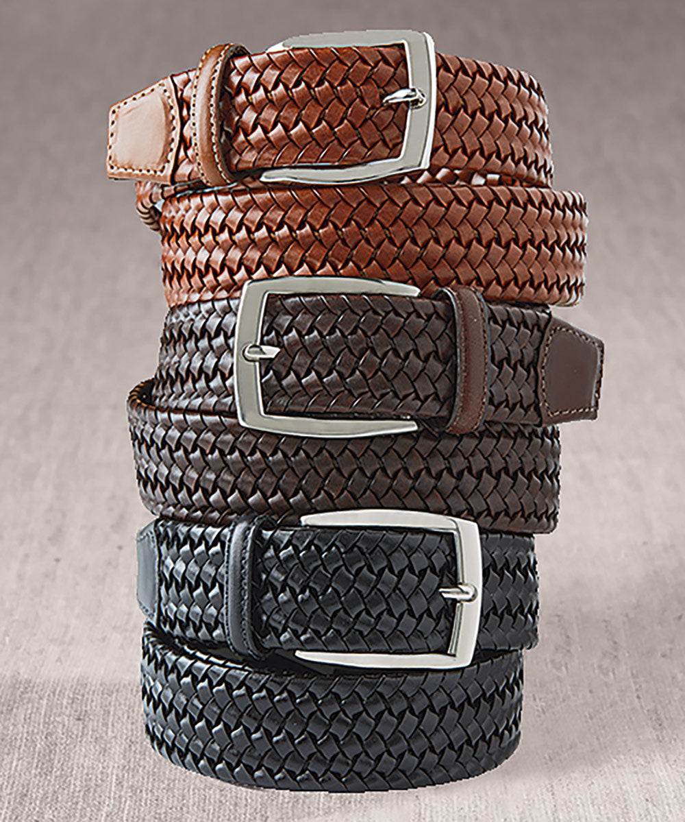 Men s Big Tall Woven Stretch Leather Belt Westport Big Tall