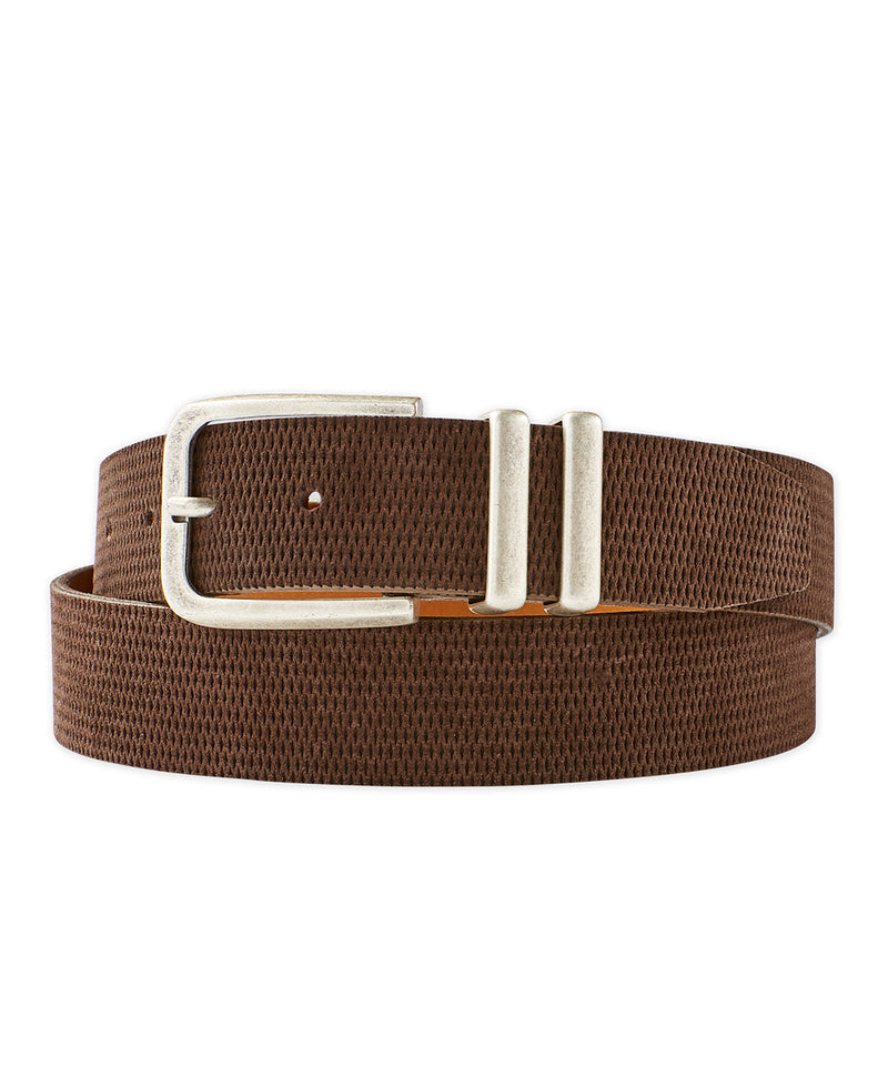 Brown Leather Embossed Cutout Suede Lined Belt Men main image 2