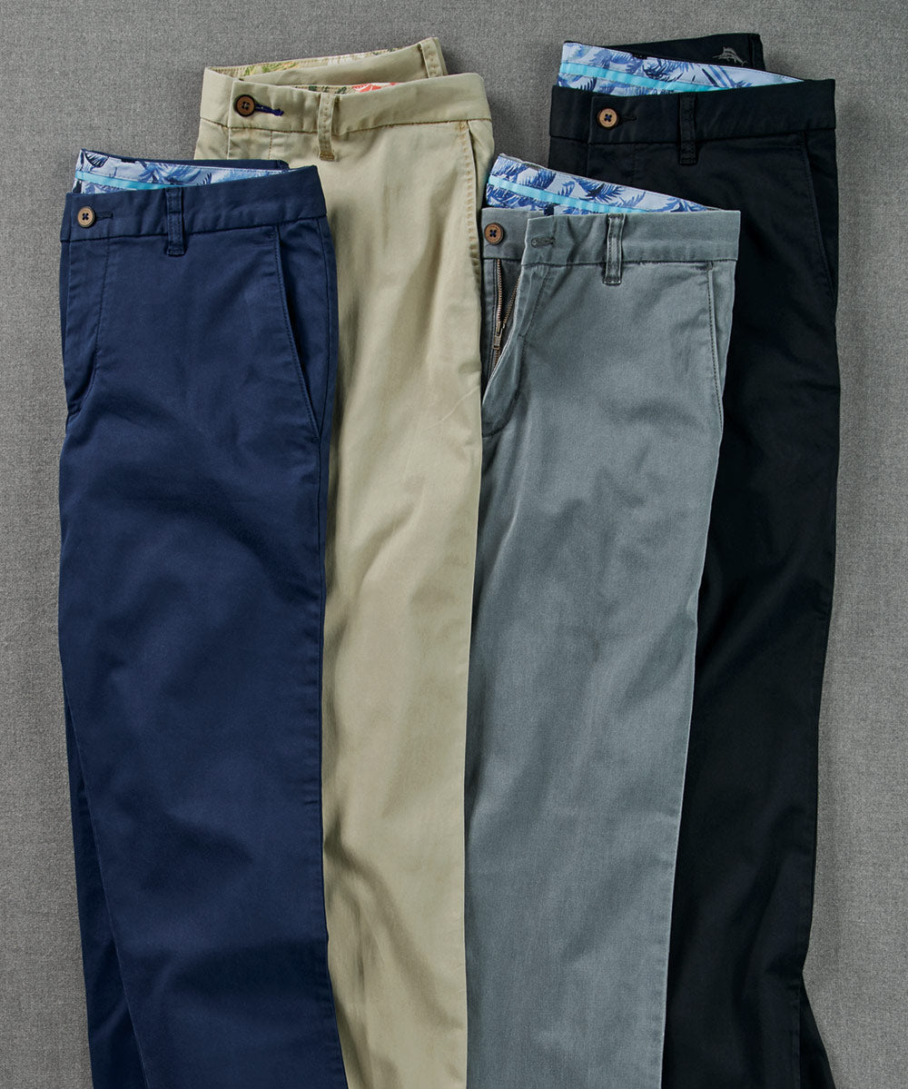 Tommy Bahama Stretch Flat-Front Sateen Chino Pants