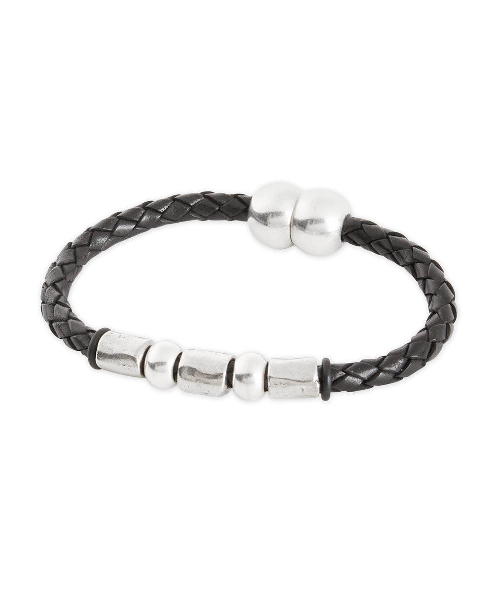 Bracciale Torino in pelle e metallo, Men's Big & Tall