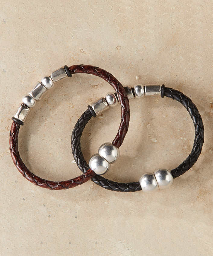 Bracciale Torino in pelle e metallo, Men's Big & Tall