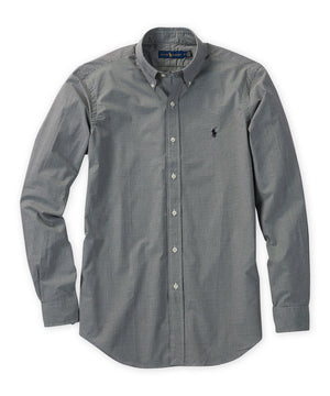 Gray - Long Sleeve Polo - Button Down Collar