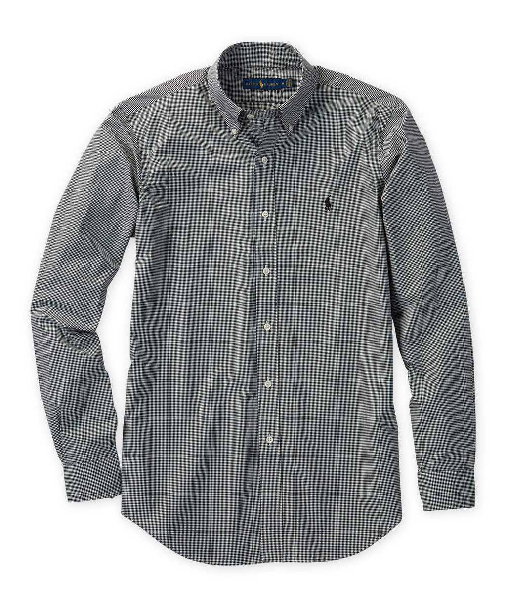 Polo Ralph Lauren Camicia sportiva in popeline elasticizzato naturale a maniche lunghe, Men's Big & Tall