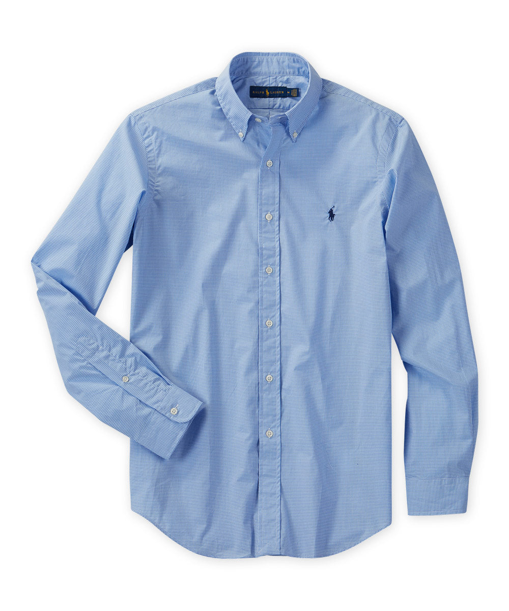 Polo Ralph Lauren Camicia sportiva in popeline elasticizzato naturale a maniche lunghe, Men's Big & Tall