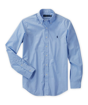 Polo Ralph Lauren Camicia sportiva in popeline elasticizzato naturale a maniche lunghe