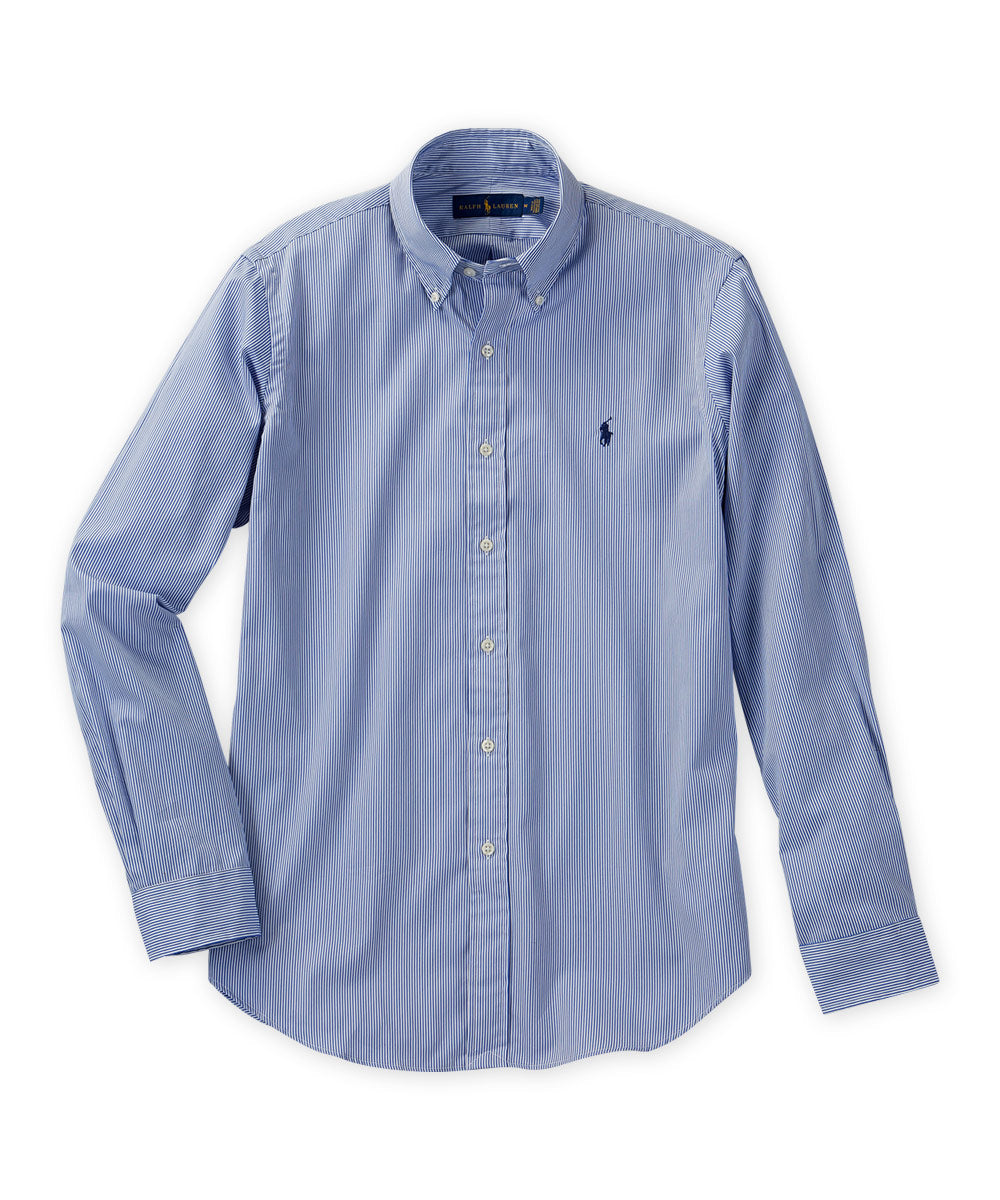 Polo Ralph Lauren Camicia sportiva in popeline elasticizzato naturale a maniche lunghe, Men's Big & Tall